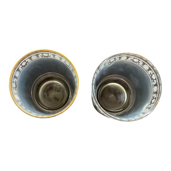 Pair of Midcentury Jeanette Glass Hellenic Style Rocks Glasses Wedgwood Blue - Picture 5 of 8